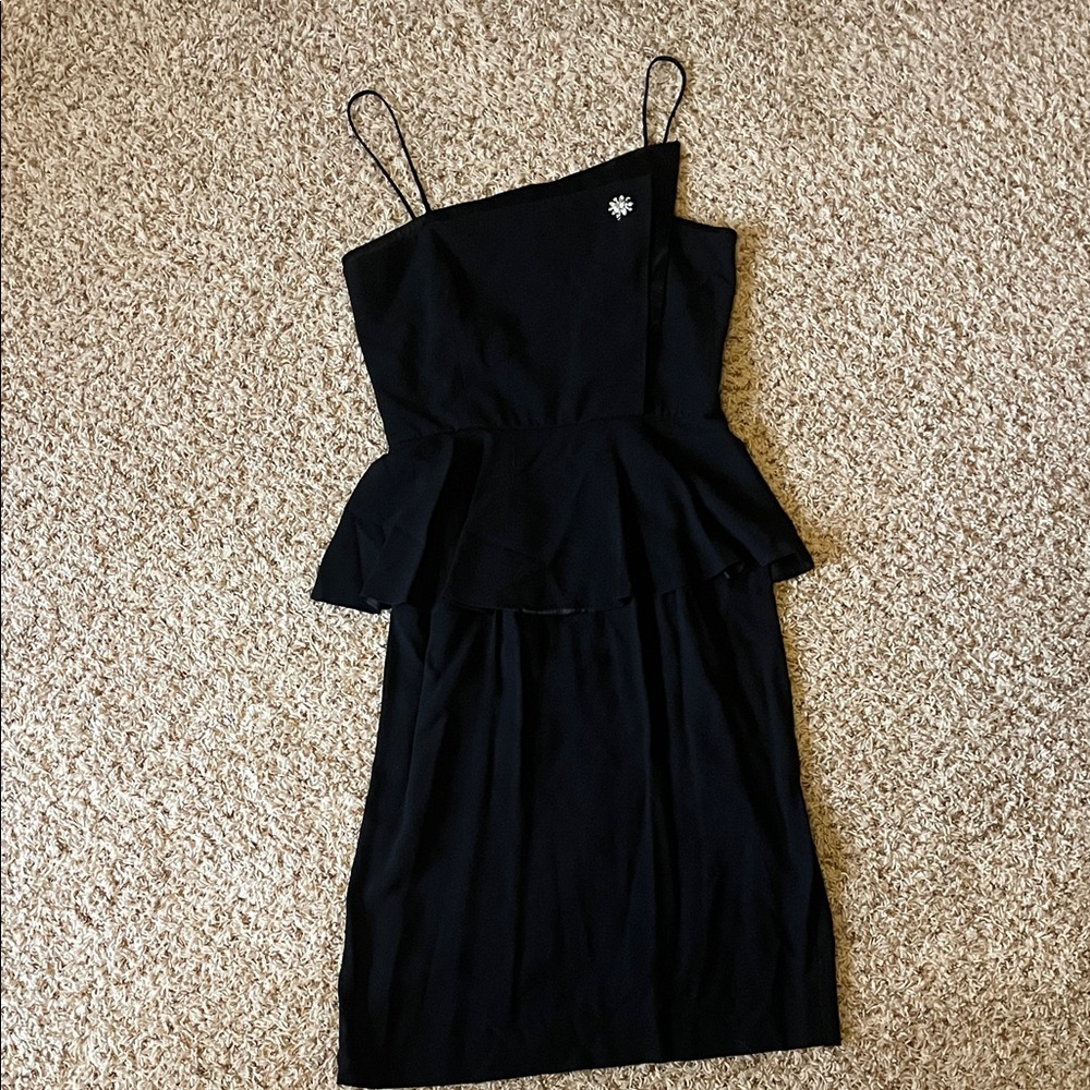 Vintage A.J. Bari Asymmetrical Black Dress with Peplum